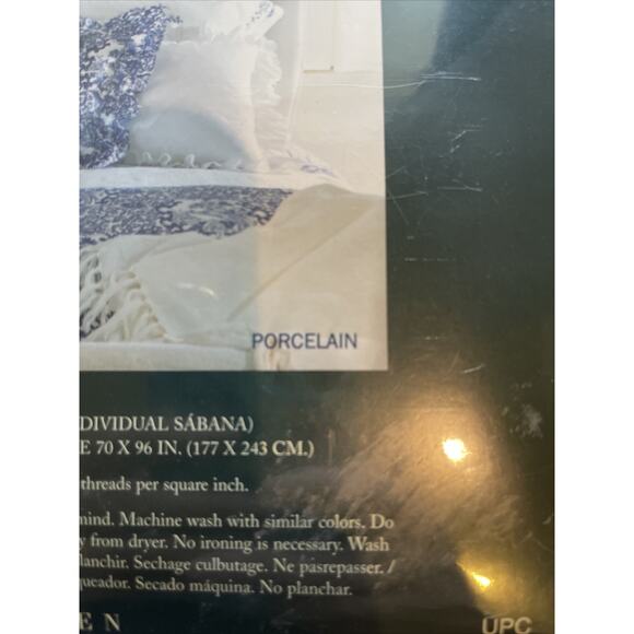 Lauren Ralph Lauren Porcelain Blue/White Twin Flat Sheet, NWT Vintage - Picture 4 of 5